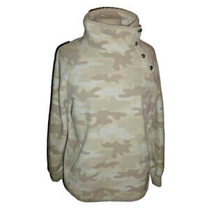 Green Tea Womens Camo Fleece Quarter Snap Pullover Sweater Jacket M
